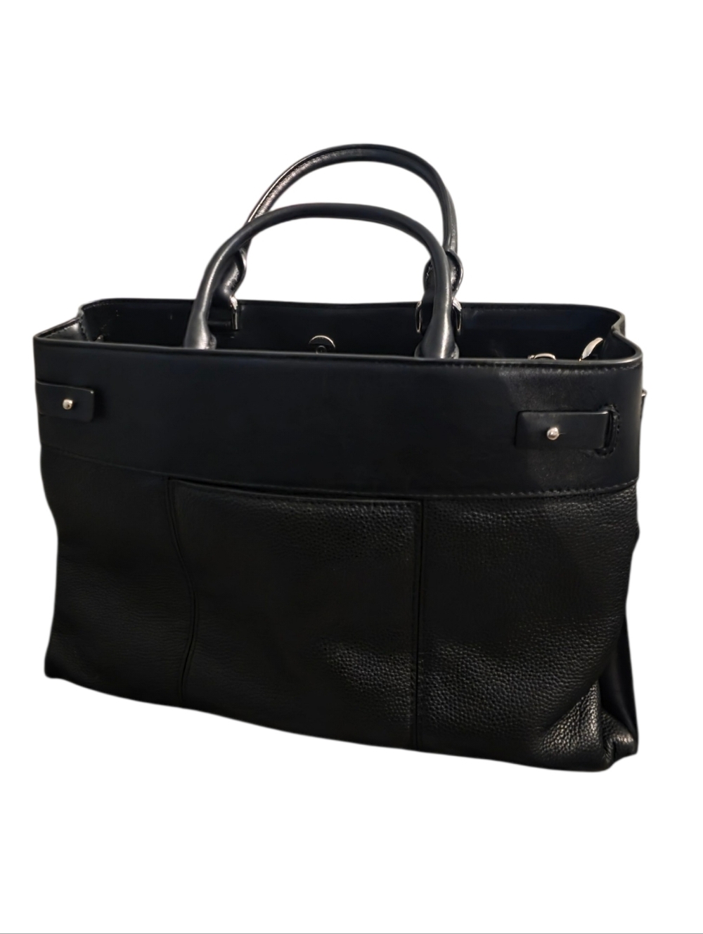 Michael Kors Black Leather Tote with Silver Hardware - Picture 4 of 4